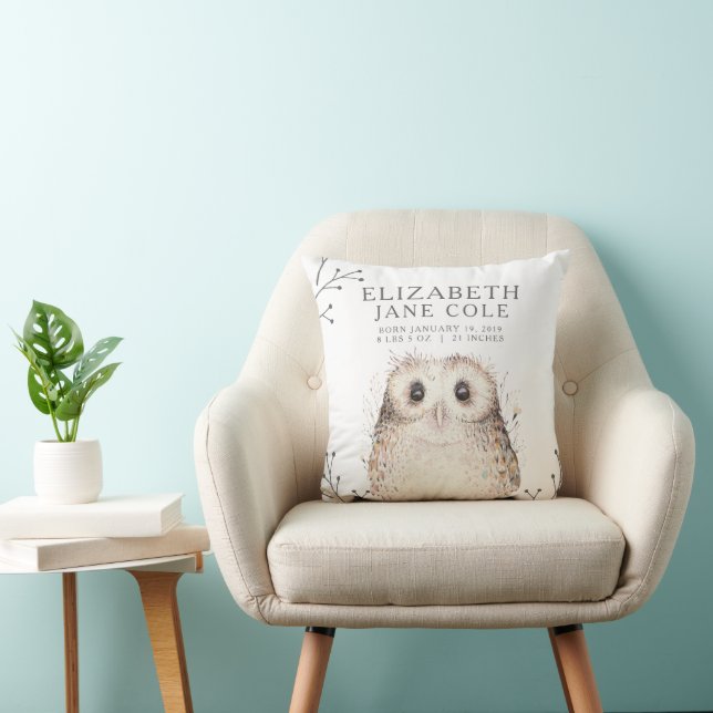 Oreiller de statistiques de naissance de hibou élé (Chaise)