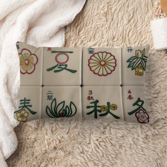 Oreiller de tuile de fleur de mahjong chinois (Couverture)