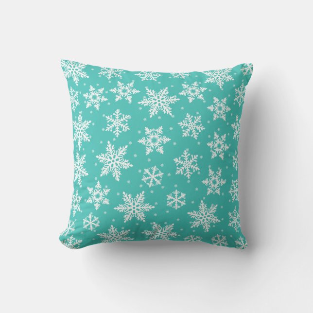 Oreiller de vacances à motif flocon de neige bleu (Recto)