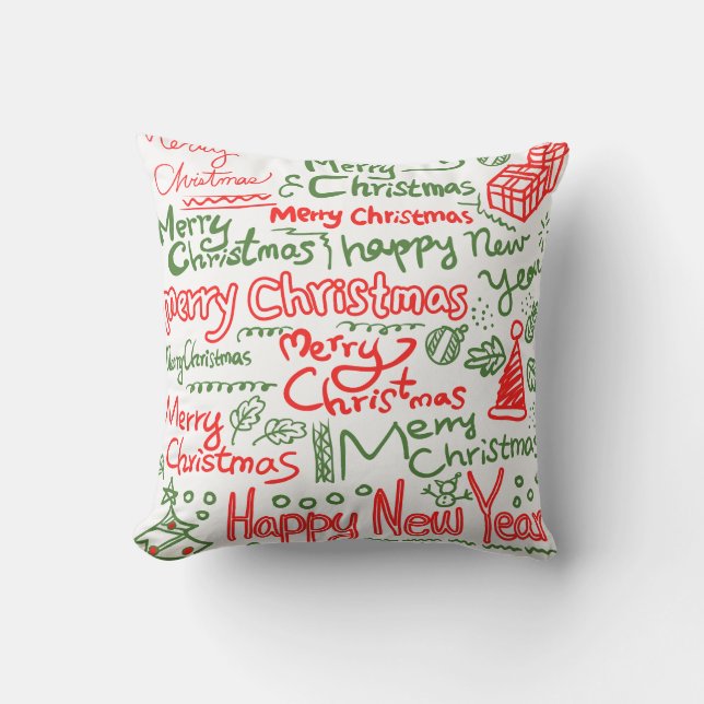 Oreiller de vacances Joyeux Noël et Bonne Année (Recto)