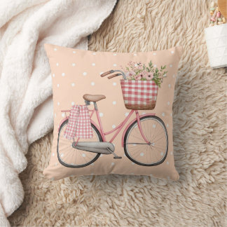 Oreiller de vélo à pois rose, décoration vintage m