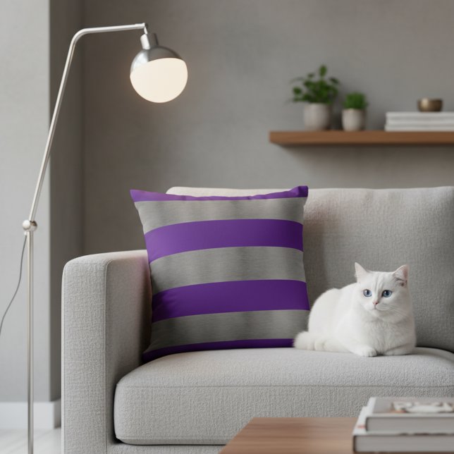 Oreiller décoratif 16x16 pour canapé gris - Rayure (16x 16 throw pillow for couch.)