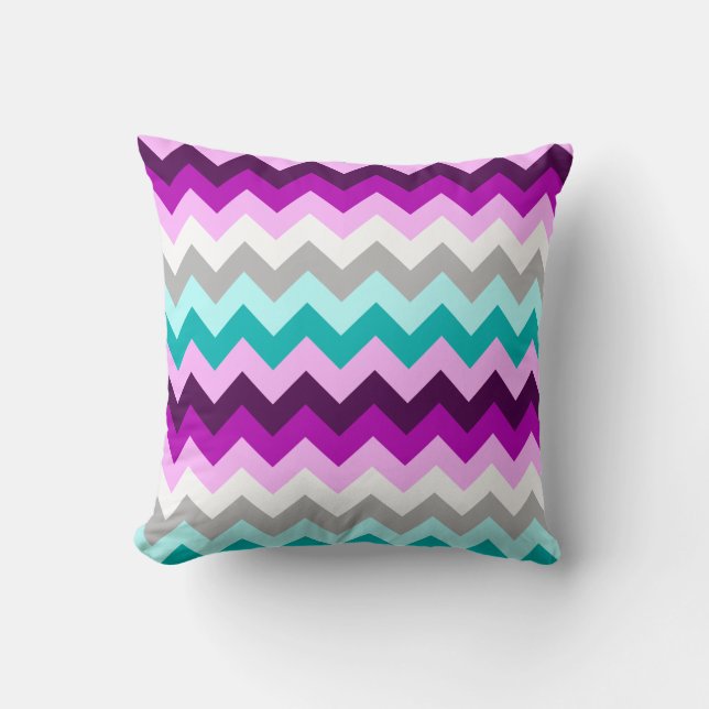 Oreiller décoratif à chevrons violet blanc sarcell (Recto)