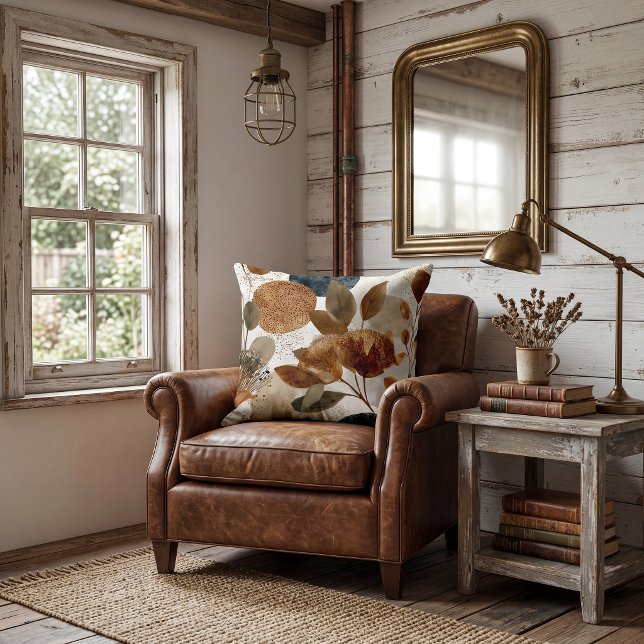 Oreiller décoratif à feuilles rustiques florales (Créateur téléchargé)