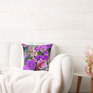 Oreiller décoratif à fleurs tropicales