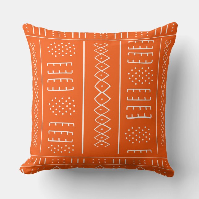 Oreiller décoratif à motif africain orange (Recto)