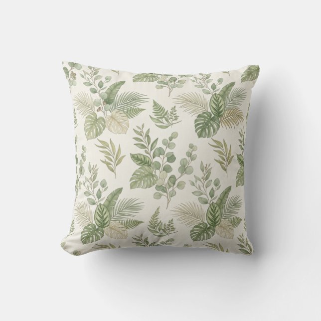 Oreiller décoratif à motif de feuilles botaniques  (Recto)