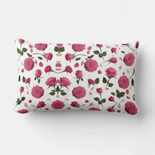 Oreiller décoratif à motif de rose 3D rose chaud