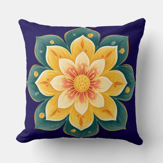 Oreiller décoratif à motif floral élégant (Recto)