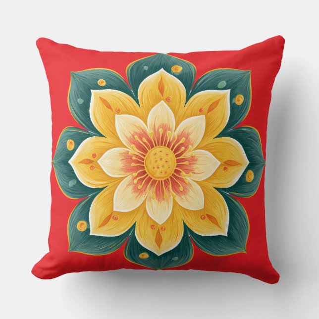 Oreiller décoratif à motif floral élégant (Recto)