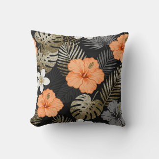 Oreiller décoratif à motif floral tropical