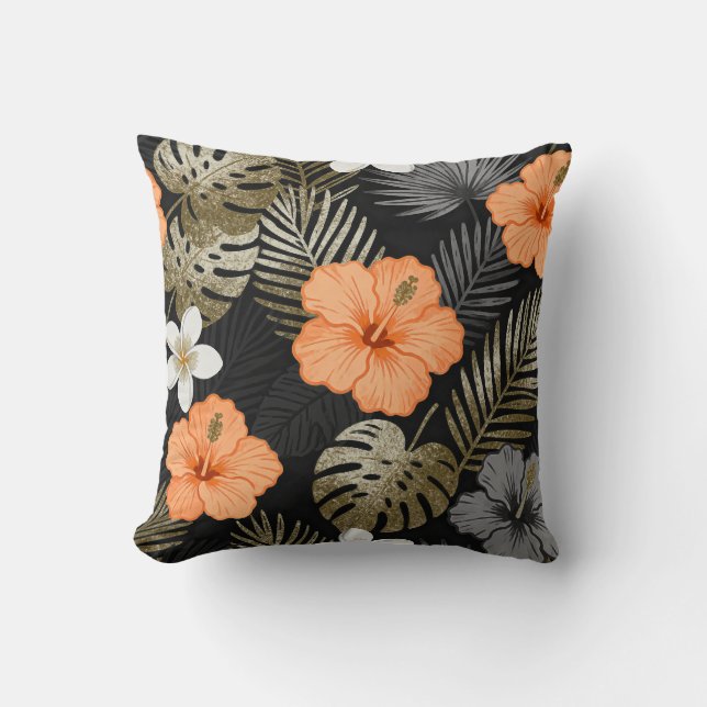 Oreiller décoratif à motif floral tropical (Recto)