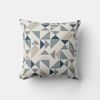 Oreiller décoratif à motif géométrique bleu et bei