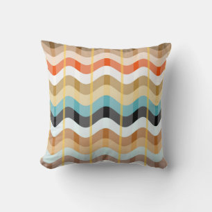 Oreiller décoratif à motif multicolore en zigzag