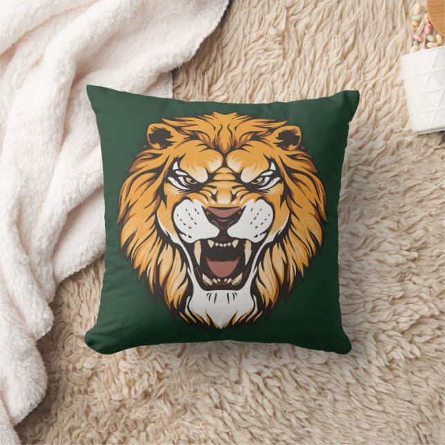 Oreiller décoratif à tête de lion rugissant (Couverture)