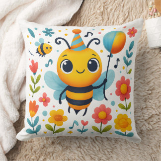 Oreiller Décoratif Abeille de Fête Joyeuse
