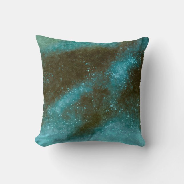 Oreiller décoratif abstrait de galaxie verte avec  (Recto)