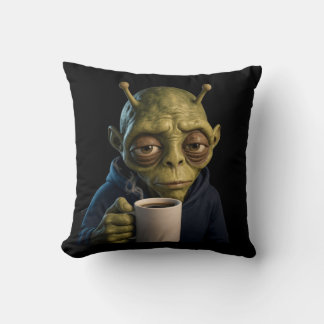 Oreiller décoratif Alien fatigué au café du matin