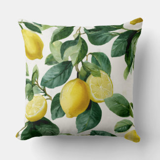 Oreiller décoratif aux citrons et feuilles 