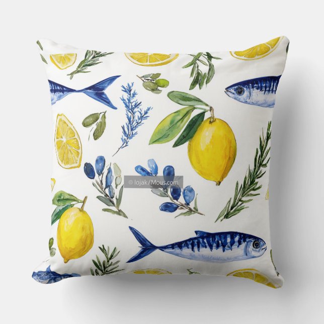 Oreiller décoratif avec motif d'été Mediterranea (Recto)