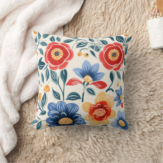 Oreiller décoratif avec un motif floral vibrant