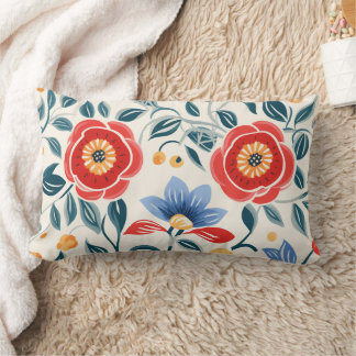 Oreiller décoratif avec un motif floral vibrant