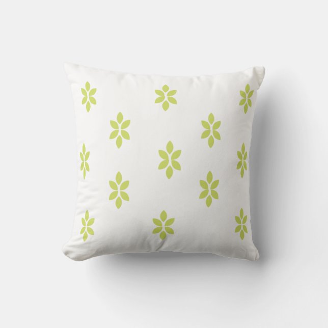 Oreiller Décoratif Blanc Avec Petites Feuilles Ver (Recto)