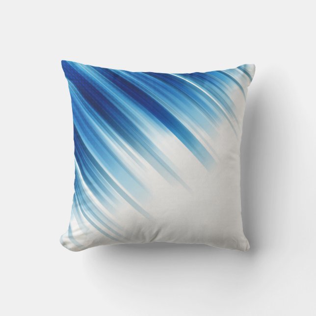 Oreiller décoratif bleu et blanc balayé par le ven (Recto)