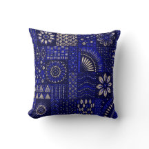 Oreiller décoratif bleu et crème