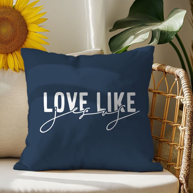 Oreiller décoratif bleu marine Amour comme Jésus c (Créateur téléchargé)