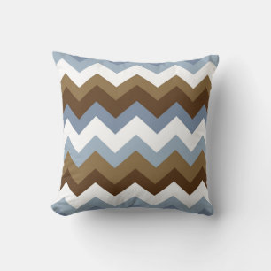 Oreiller décoratif bleu zig zag