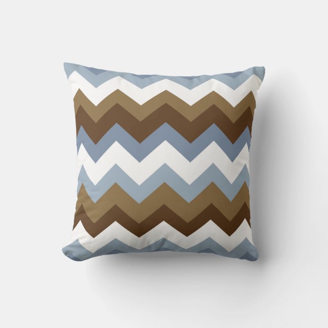 Oreiller décoratif bleu zig zag (Recto)
