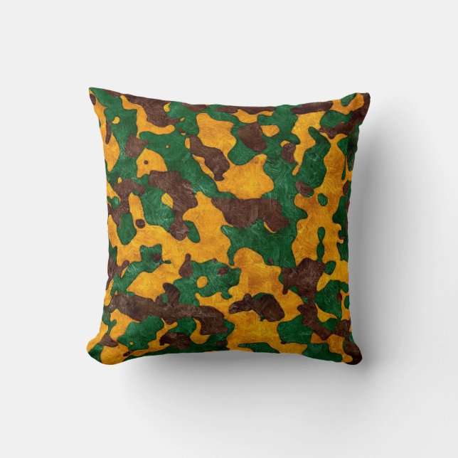 Oreiller décoratif camouflage orange marron vert (Recto)