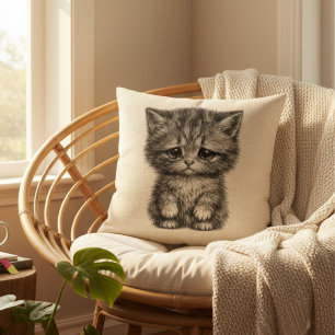 Oreiller Décoratif Chat Mignon Triste