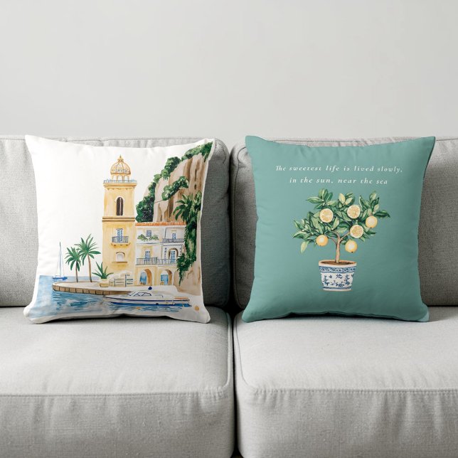 Oreiller décoratif citation côtière aquarelle citr (Créateur téléchargé)