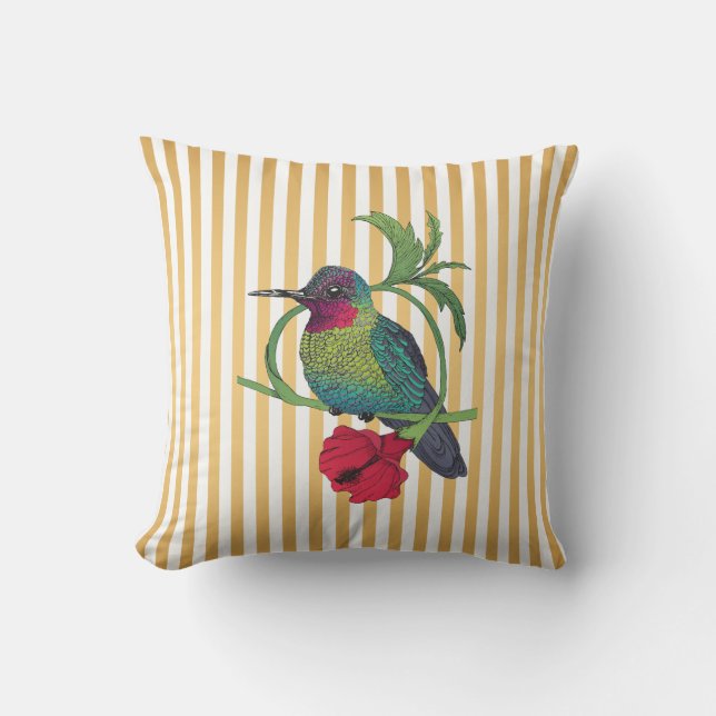 Oreiller décoratif Colibri Bird Gold Stripes (Recto)
