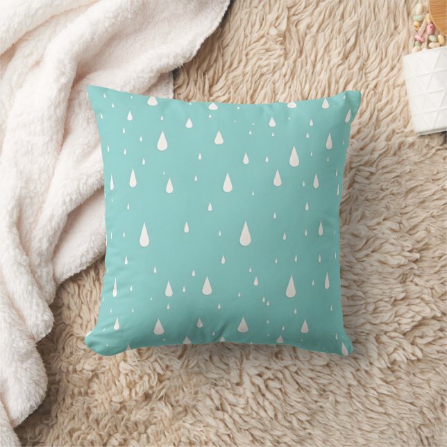 Oreiller Décoratif Cosy avec Gouttes de Pluie Blan (Couverture)