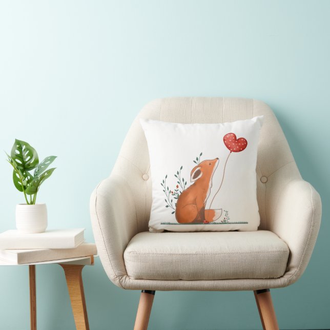 Oreiller décoratif de la Saint-Valentin Renard rou (Chaise)