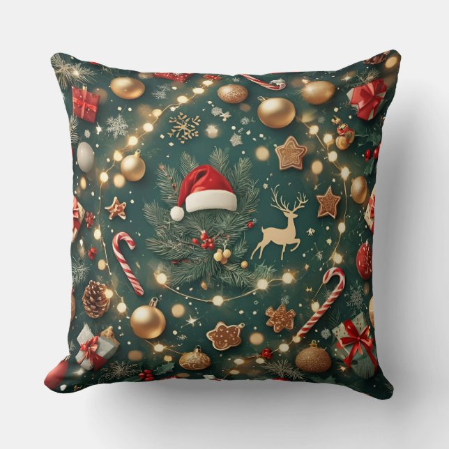 Oreiller décoratif de luxe à motif de Noël (Recto)