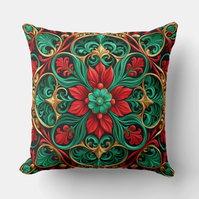 Oreiller décoratif de Noël rouge vert (Recto)