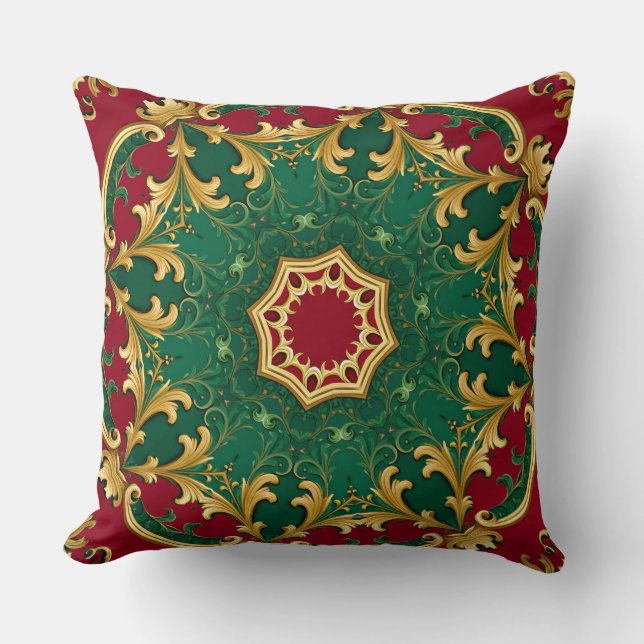 Oreiller décoratif de Noël vert rouge (Recto)