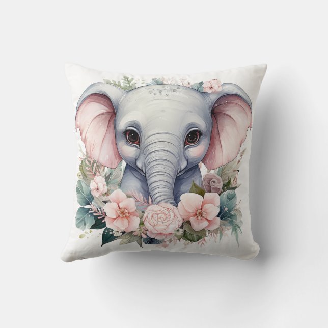 Oreiller décoratif éléphant bébé mignon (Verso)