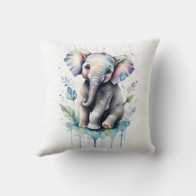 Oreiller décoratif éléphant bébé mignon (Verso)