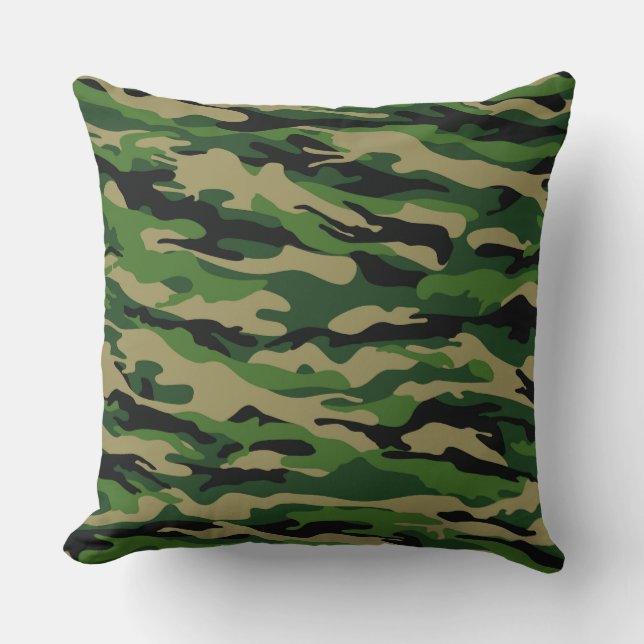 Oreiller décoratif en camouflage de forêt verte (Recto)