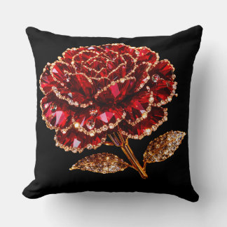 Oreiller Décoratif en Cristal de Rose Rouge Rubis