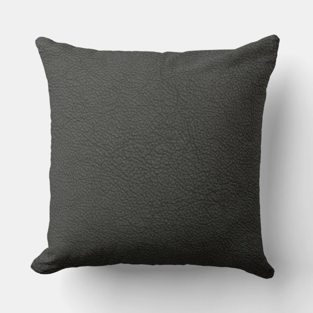 Oreiller décoratif en cuir aspect graphite (Recto)