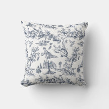 Oreiller décoratif en toile bleue vintage | P