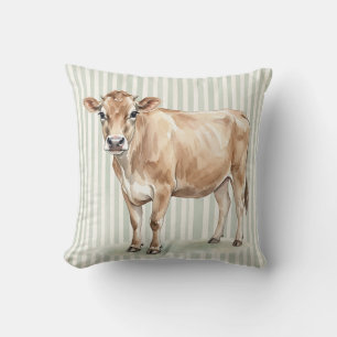 Oreiller décoratif Ferme de vache Jersey aquarelle
