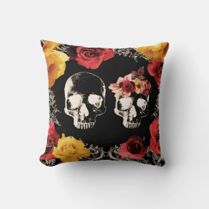 Oreiller décoratif Fleur d'automne Jaune Rouge Crâ