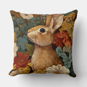 Oreiller décoratif fleurs lapin canard de printemp